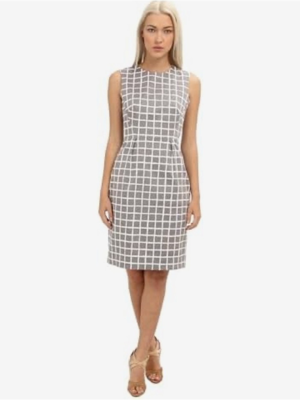 kate spade New York Gray and White Grid Windowpane Sheath Dress size 8